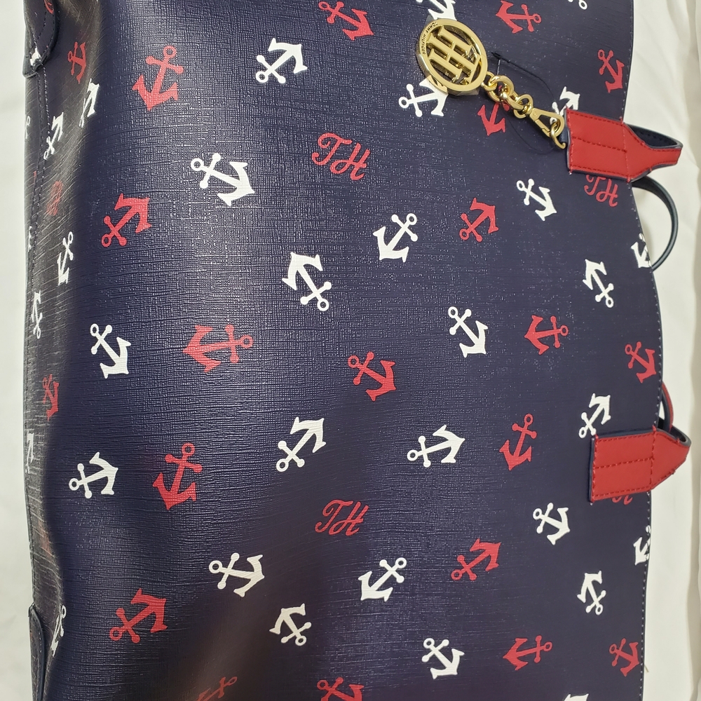 Tommy Hilfiger Navy Anchor Print Reversible Tote Bag